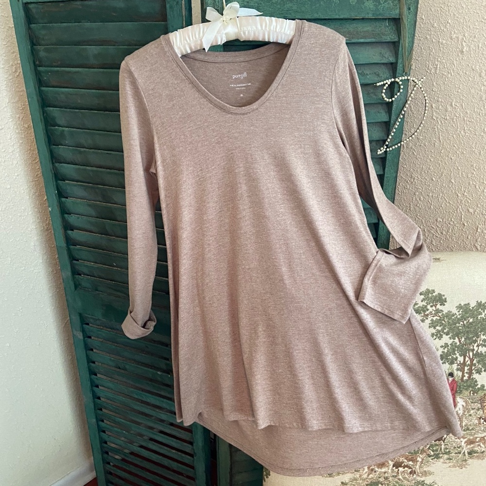 NWOT J. Jill Shirred Back Tunic, XS, Mushroom